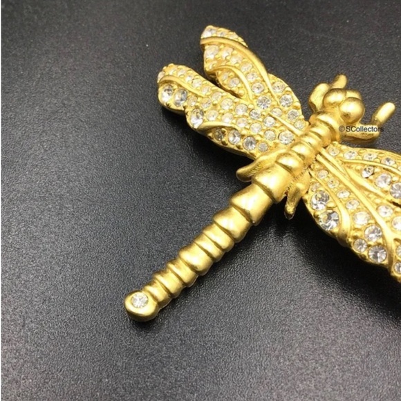 Vintage Swarovski Dragonfly Gold tone Brooch Pin - Picture 6 of 13
